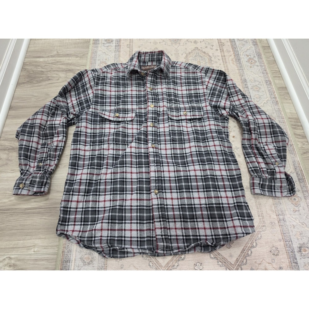 Moose Creek Men's Heavyweight Flannel Shirt Medium Grey Black Red
